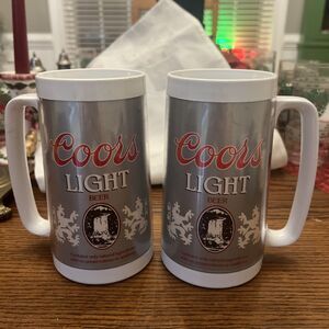 Coors Light Vintage Thermo Serv Insulated Plastic 16oz Mug/Cup Lot x2